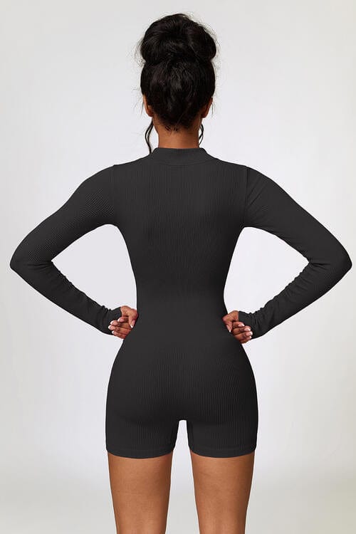 Half Zip Long Sleeve Active Romper - ALLRJ