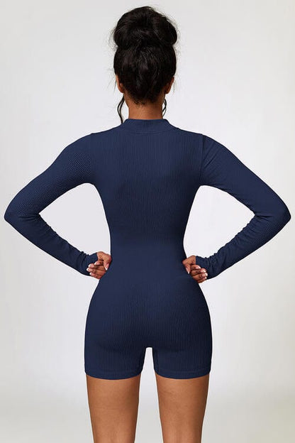 Half Zip Long Sleeve Active Romper - ALLRJ