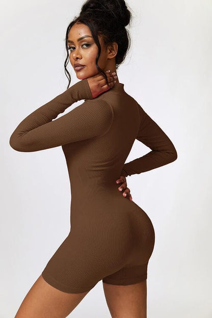 Half Zip Long Sleeve Active Romper - ALLRJ