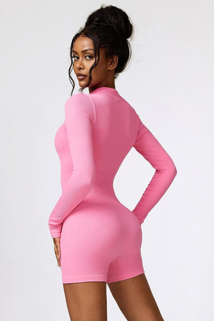 Half Zip Long Sleeve Active Romper - ALLRJ