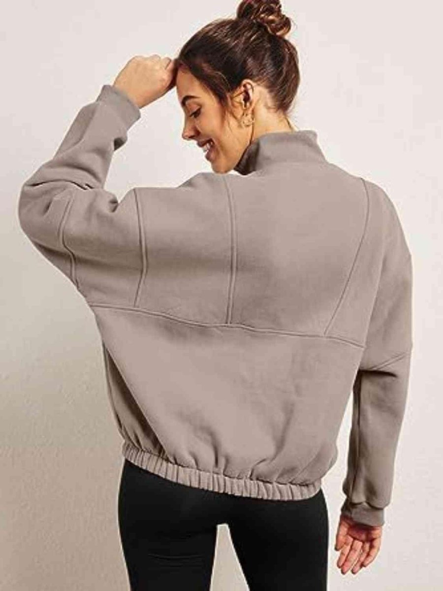 Half - Zip Long Sleeve Sweatshirt - ALLRJ