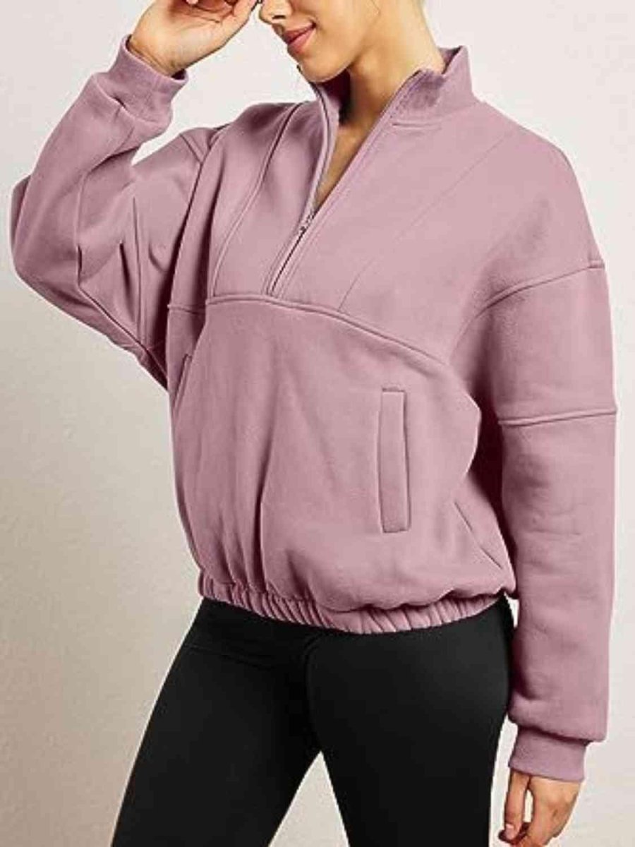 Half - Zip Long Sleeve Sweatshirt - ALLRJ