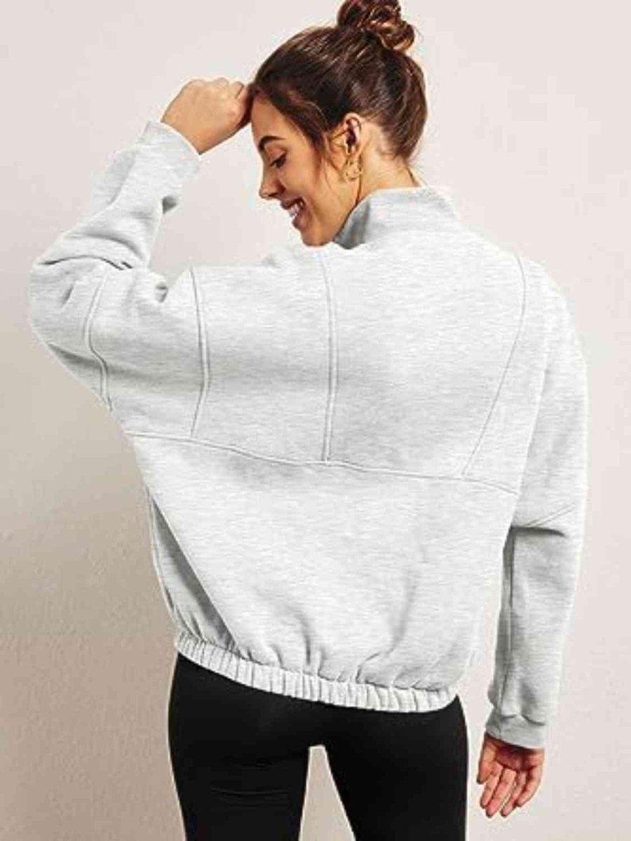 Half - Zip Long Sleeve Sweatshirt - ALLRJ