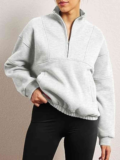 Half - Zip Long Sleeve Sweatshirt - ALLRJ