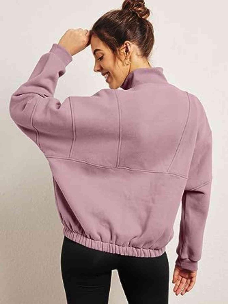 Half - Zip Long Sleeve Sweatshirt - ALLRJ