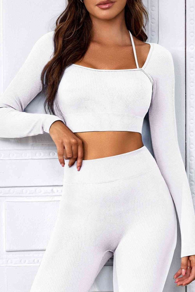 Long Sleeve Cropped Sports Top - ALLRJ