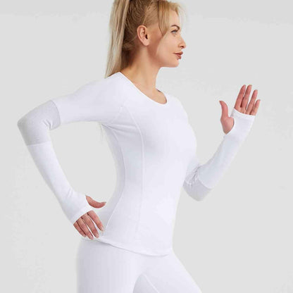 Long Sleeve Round Neck Sports Top - ALLRJ