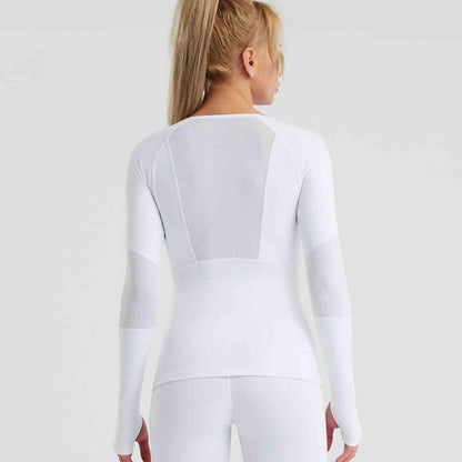 Long Sleeve Round Neck Sports Top - ALLRJ