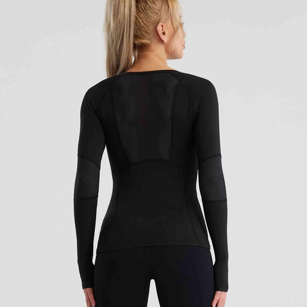 Long Sleeve Round Neck Sports Top - ALLRJ