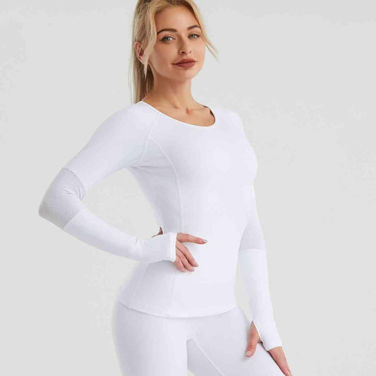 Long Sleeve Round Neck Sports Top - ALLRJ