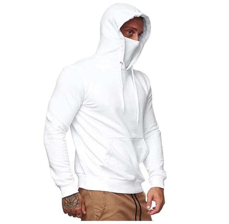 Men's Solid Color Fleece Hooded Sweatshirt - ALLRJ