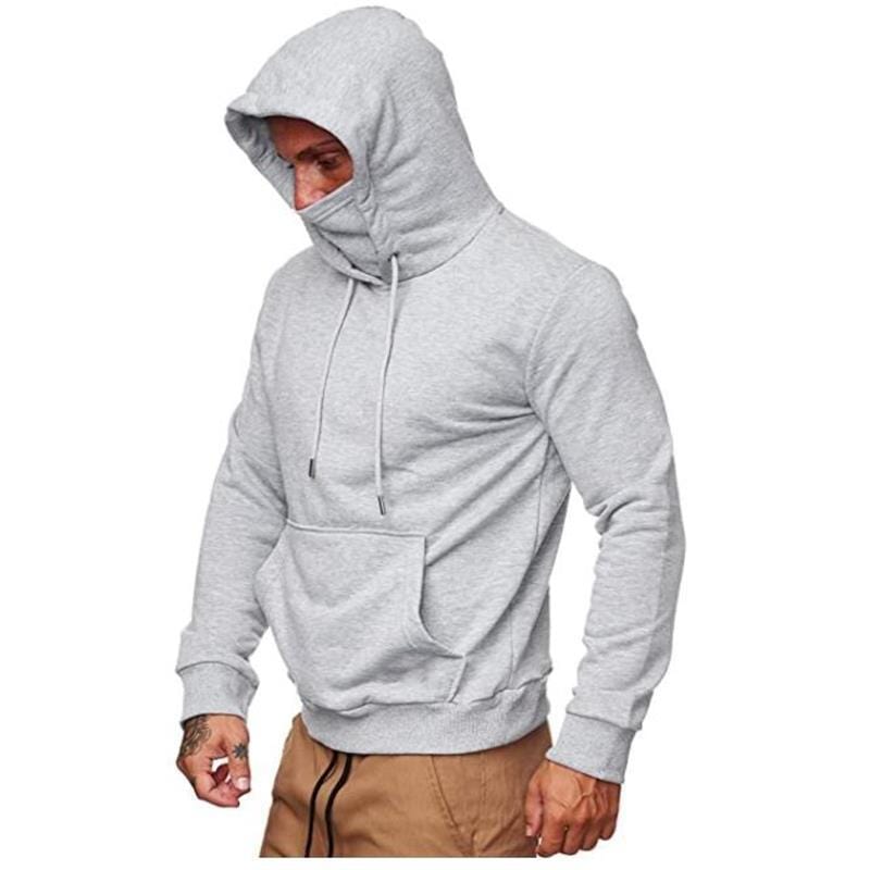 Men's Solid Color Fleece Hooded Sweatshirt - ALLRJ