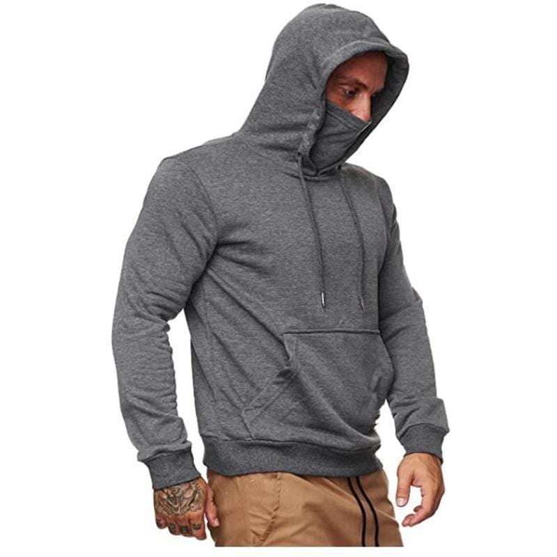 Men's Solid Color Fleece Hooded Sweatshirt - ALLRJ