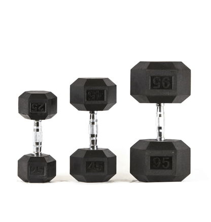 NEW Rubber Hex Dumbbell Set 5 - 100lb Full Set Hex Dumbbells - ALLRJ