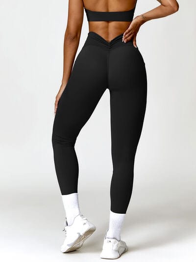 Ruched Pocketed High Waist Active Leggings - ALLRJ