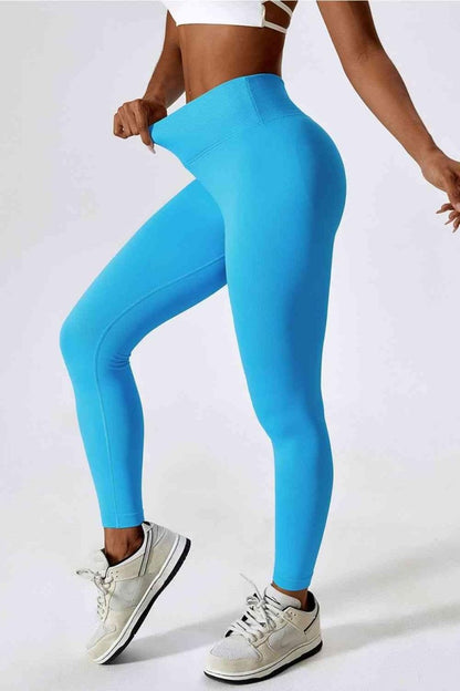 Slim Fit Wide Waistband Sports Leggings - ALLRJ