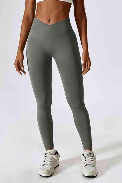 Slim Fit Wide Waistband Sports Leggings - ALLRJ