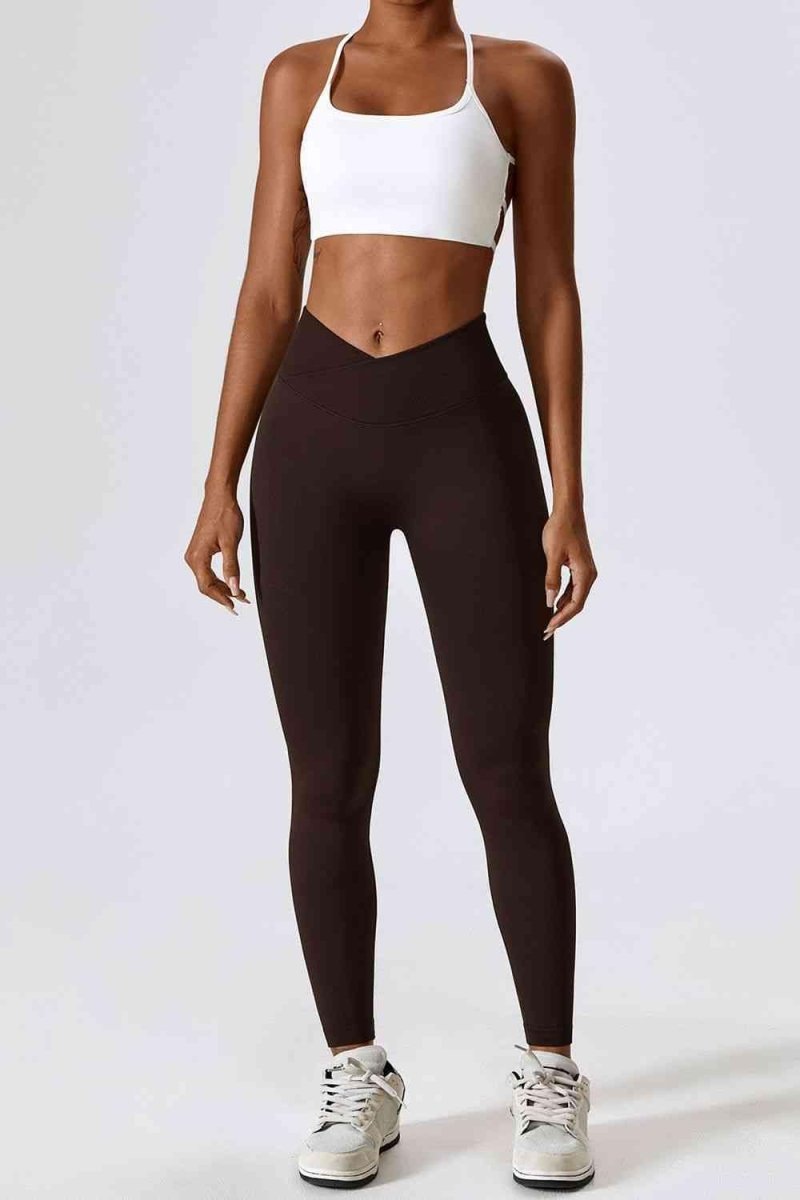 Slim Fit Wide Waistband Sports Leggings - ALLRJ