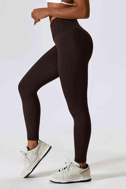 Slim Fit Wide Waistband Sports Leggings - ALLRJ