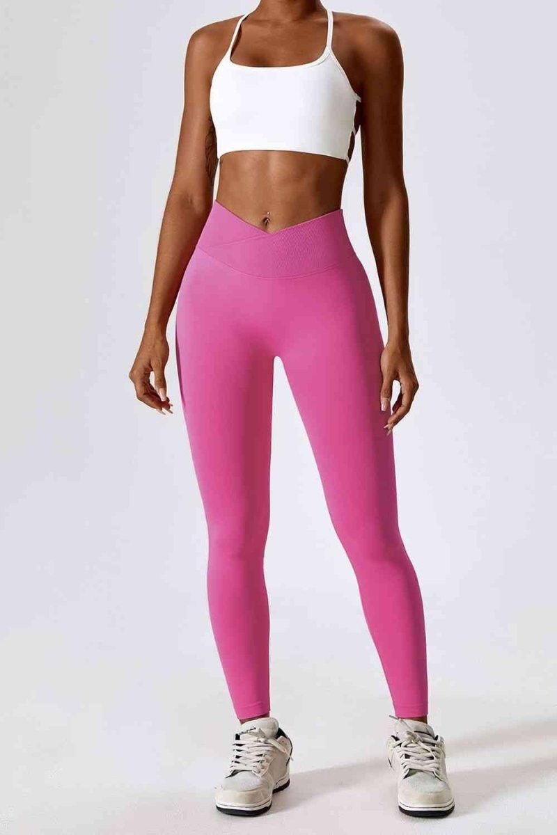 Slim Fit Wide Waistband Sports Leggings - ALLRJ