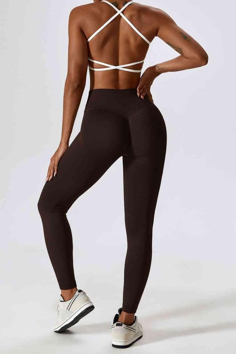 Slim Fit Wide Waistband Sports Leggings - ALLRJ