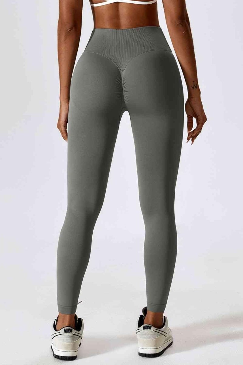 Slim Fit Wide Waistband Sports Leggings - ALLRJ