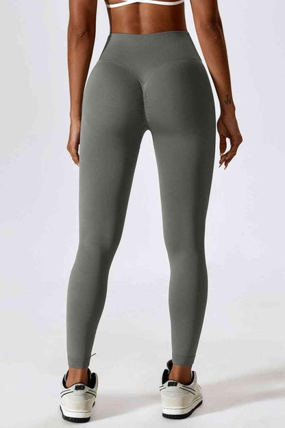 Slim Fit Wide Waistband Sports Leggings - ALLRJ