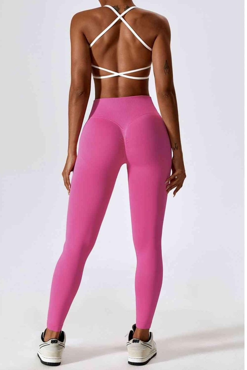 Slim Fit Wide Waistband Sports Leggings - ALLRJ