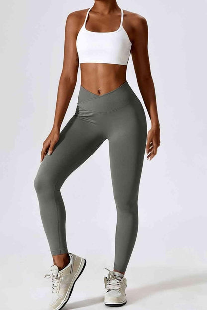 Slim Fit Wide Waistband Sports Leggings - ALLRJ