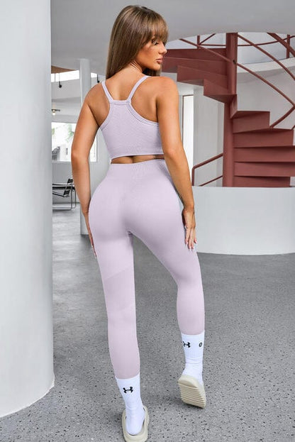 Tank Cropped Active Top and Pants Set - ALLRJ
