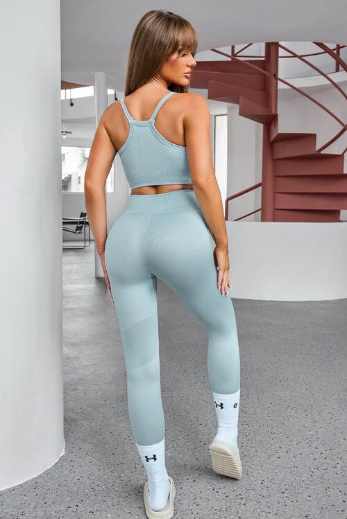 Tank Cropped Active Top and Pants Set - ALLRJ