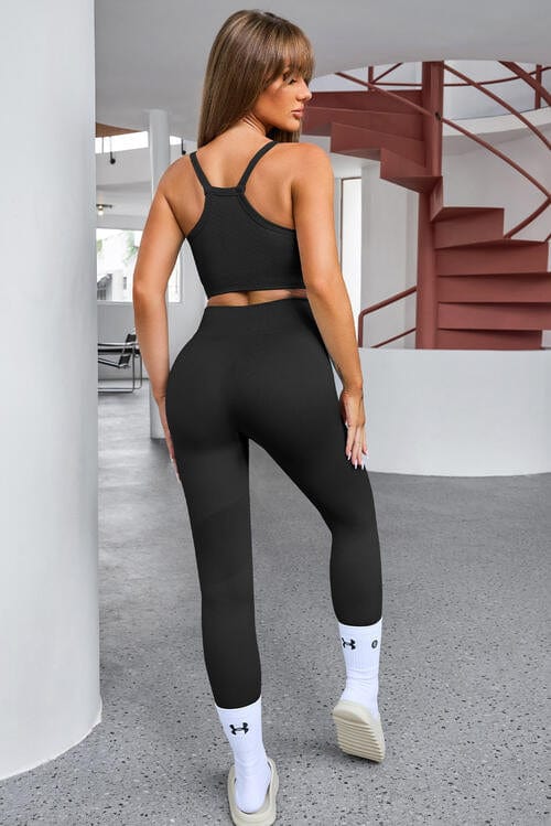 Tank Cropped Active Top and Pants Set - ALLRJ