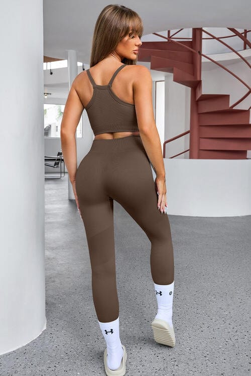 Tank Cropped Active Top and Pants Set - ALLRJ