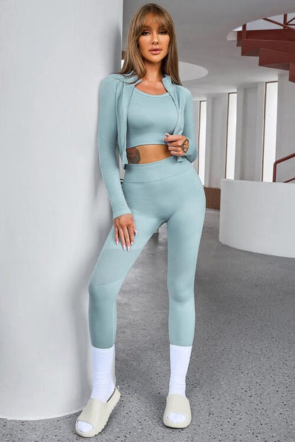 Tank Cropped Active Top and Pants Set - ALLRJ