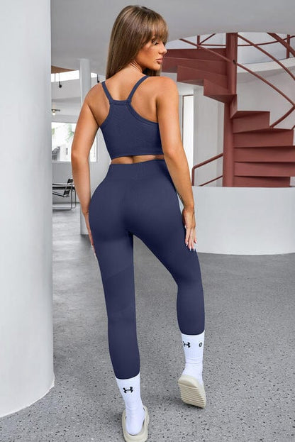 Tank Cropped Active Top and Pants Set - ALLRJ