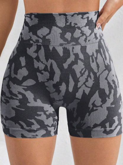 Trendsi ACTIVE SHORTS Black / S Printed High Waist Active Shorts