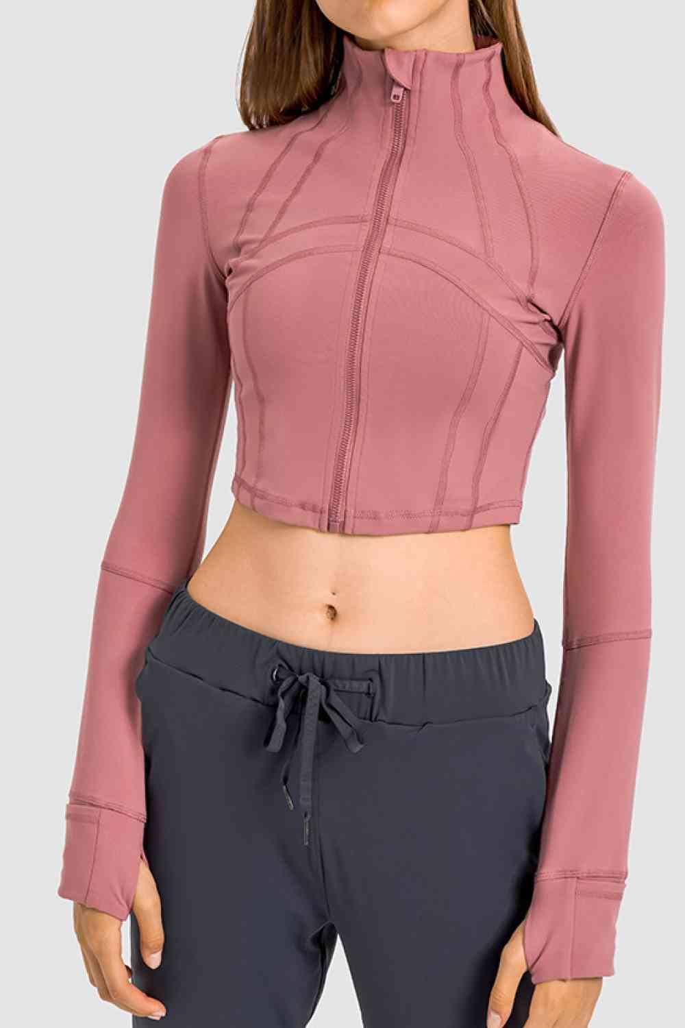 Zip Front Cropped Sports Jacket - ALLRJ