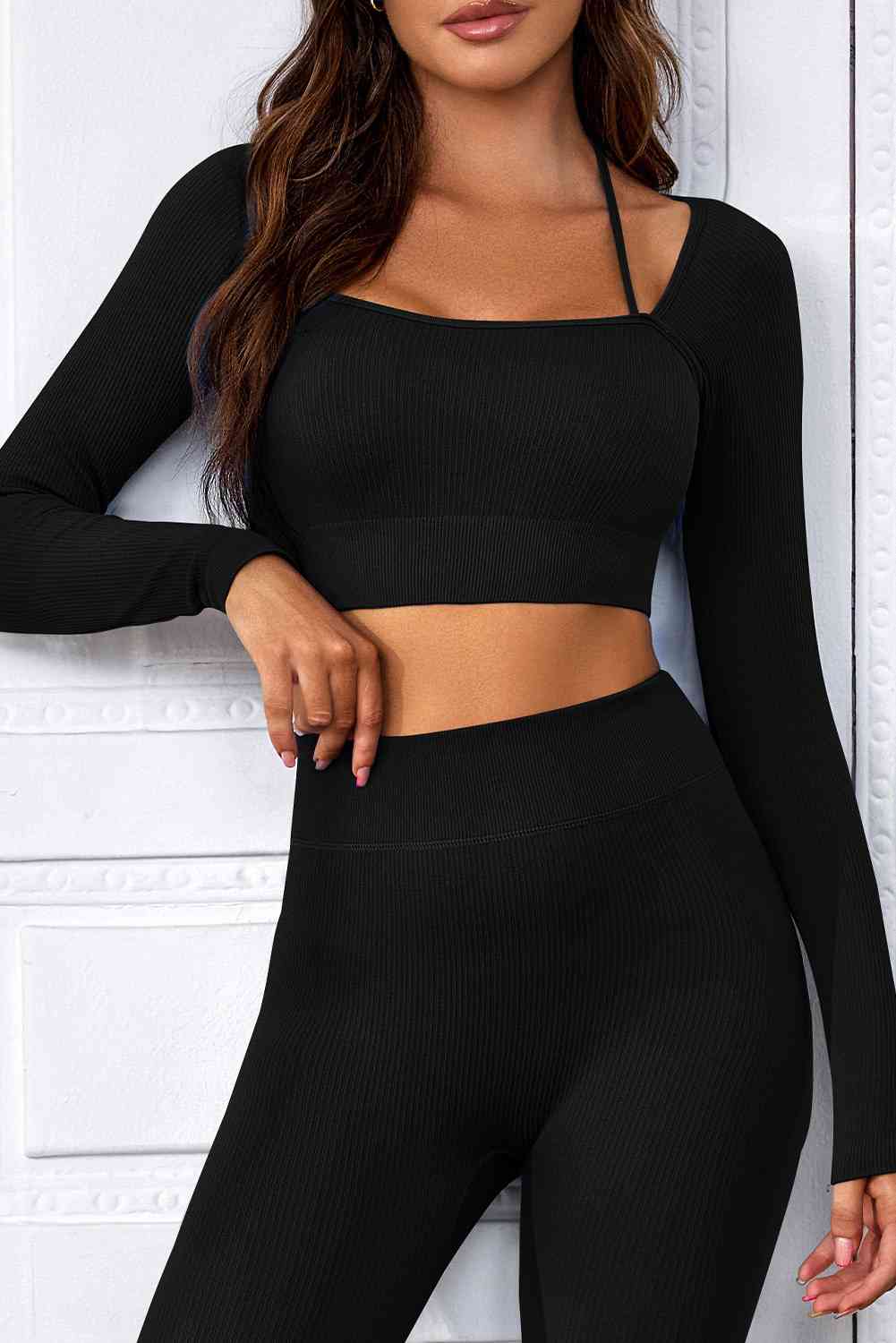Trendsi cropped top Black / S Long Sleeve Cropped Sports Top