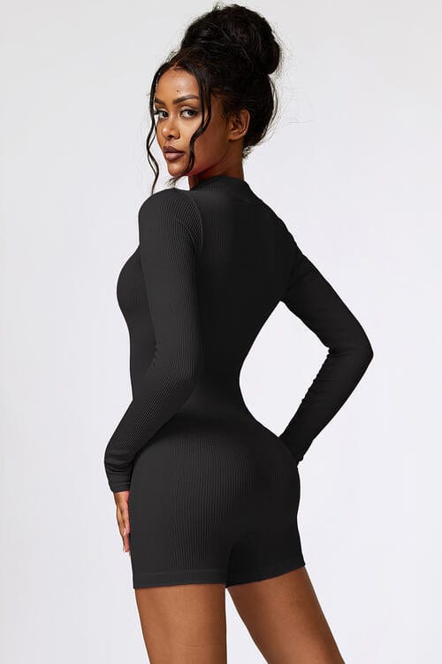 Half Zip Long Sleeve Active Romper - ALLRJ