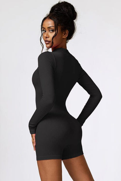 Half Zip Long Sleeve Active Romper - ALLRJ