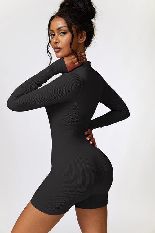 Half Zip Long Sleeve Active Romper - ALLRJ