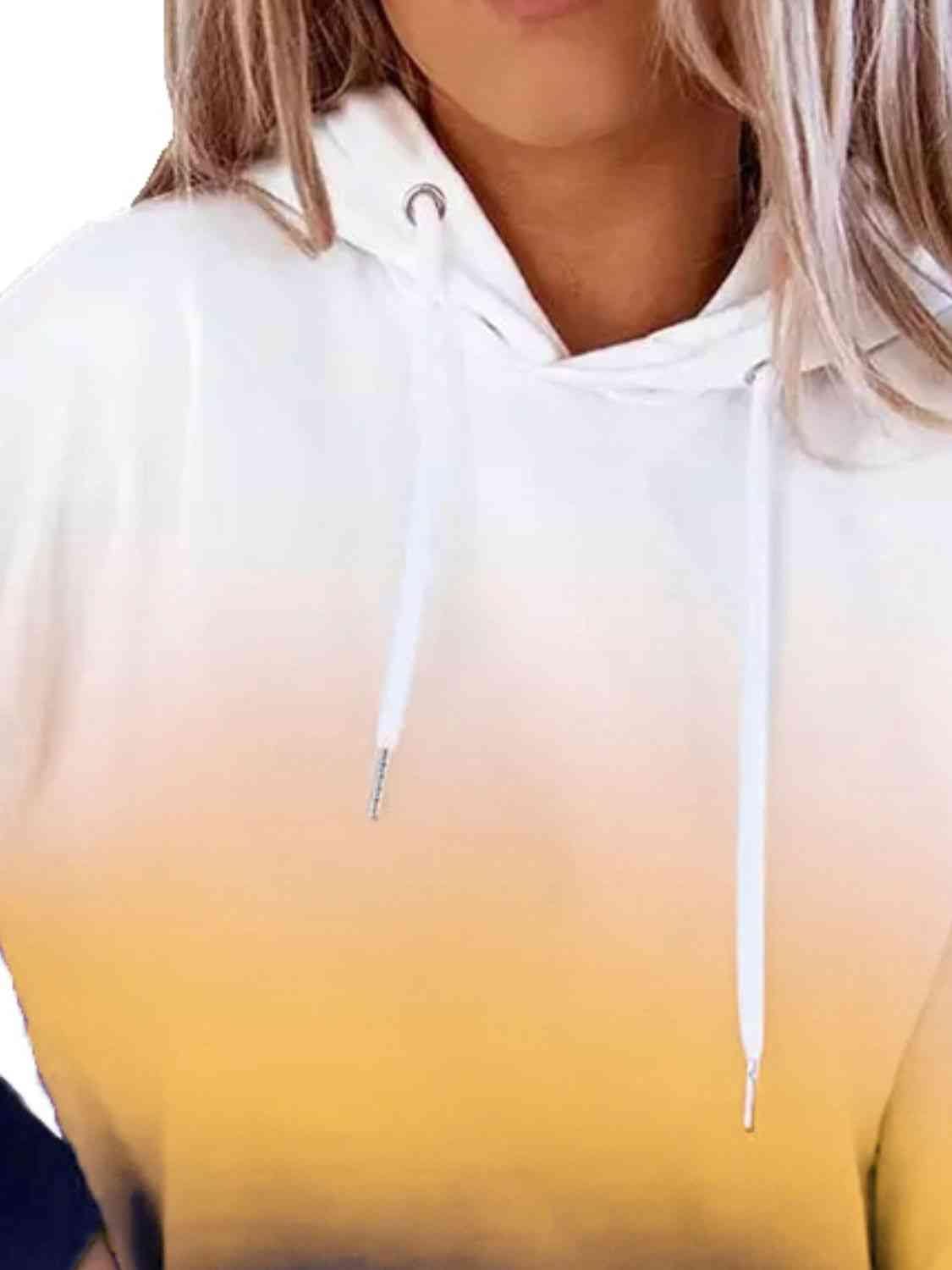 Trendsi Hoodie Gradient Drawstring Long Sleeve Hoodie