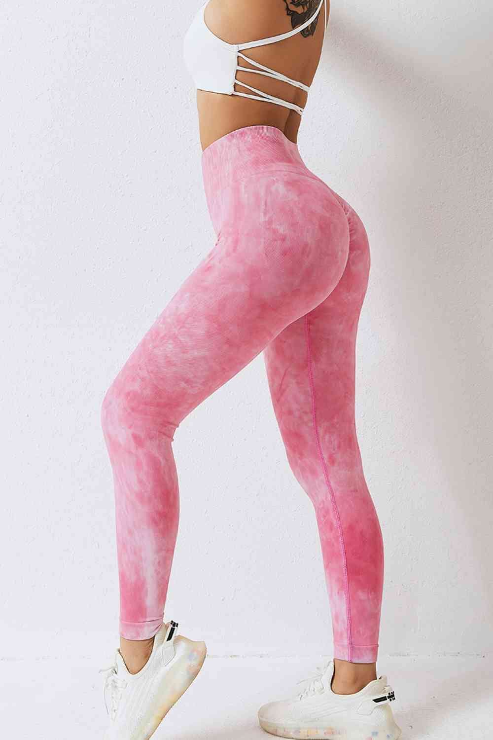 Trendsi leggins Blush Pink / S High Waist Tie-Dye Long Sports Pants