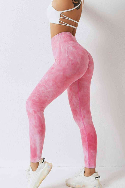 Trendsi leggins Blush Pink / S High Waist Tie-Dye Long Sports Pants