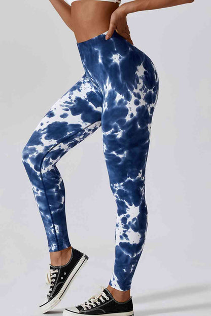 Trendsi leggins Peacock  Blue / S High Waist Tie-Dye Long Sports Pants