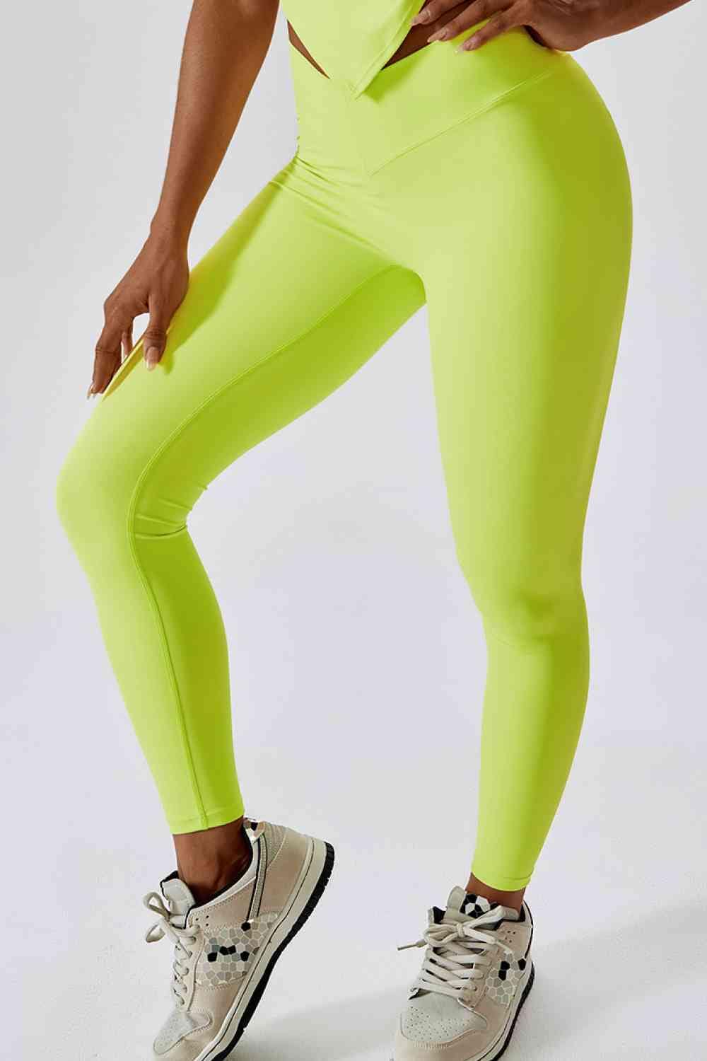 Wide Waistband Slim Fit Back Pocket Sports Leggings - ALLRJ