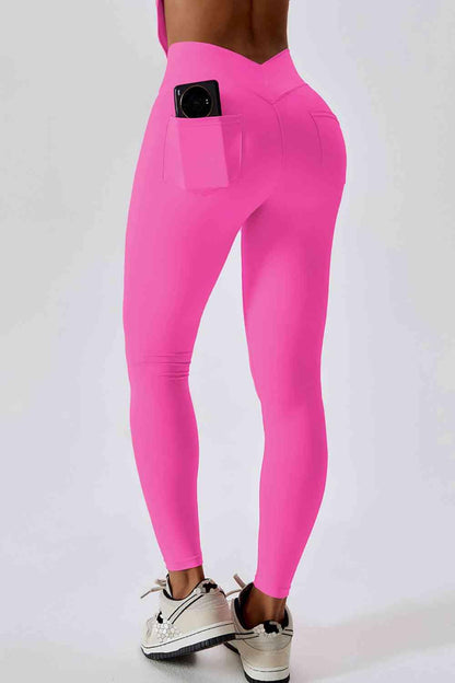 Trendsi leggins Wide Waistband Slim Fit Back Pocket Sports Leggings