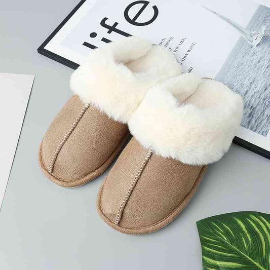 Trendsi Slippers Camel / S Faux Suede Center Seam Slippers
