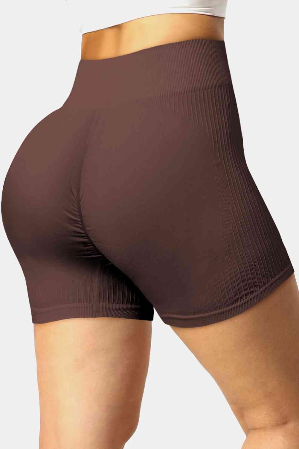 Trendsi sports shorts Chestnut / S Ribbed Sports Shorts