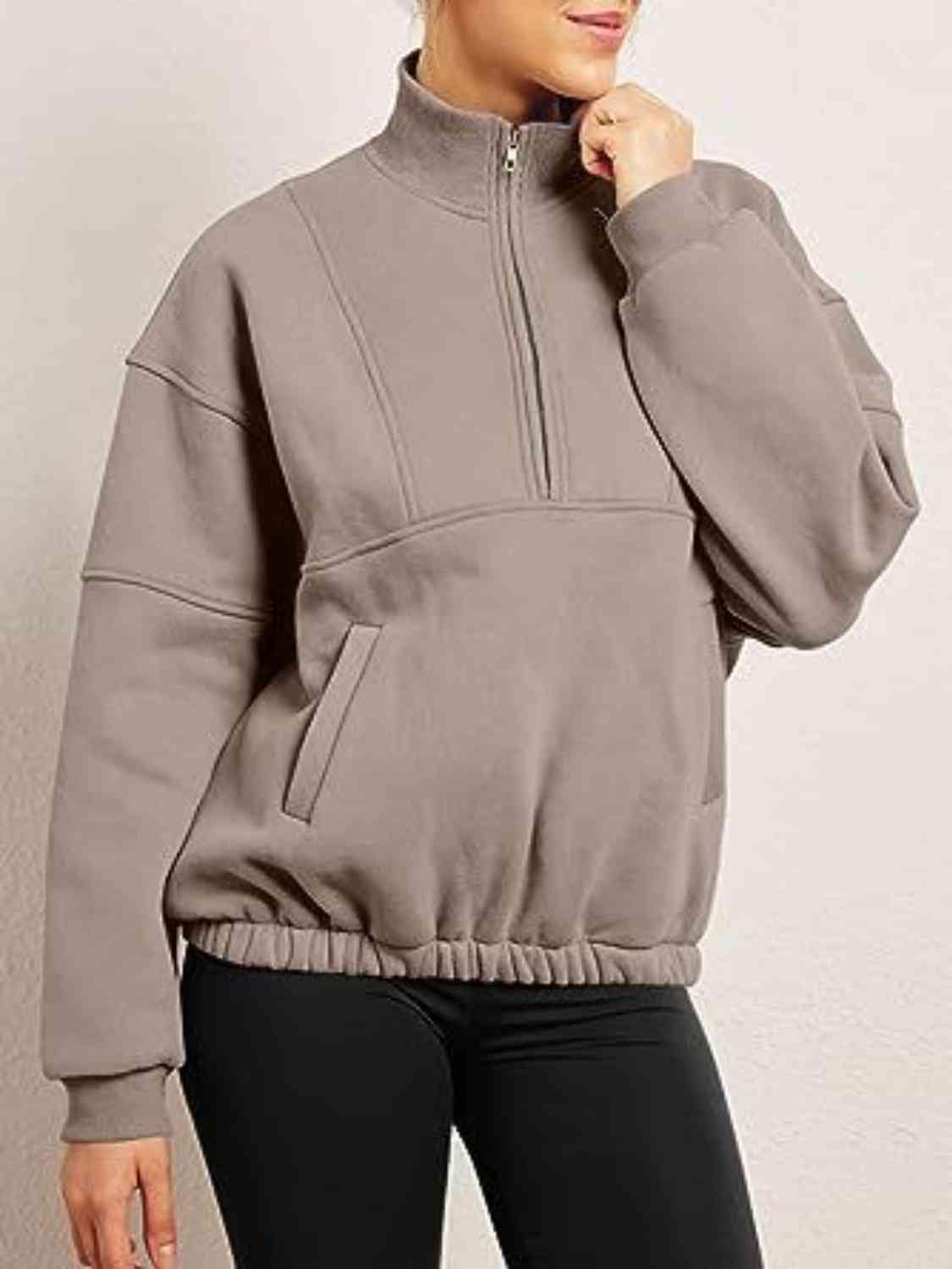 Trendsi Sweatshirt Half-Zip Long Sleeve Sweatshirt